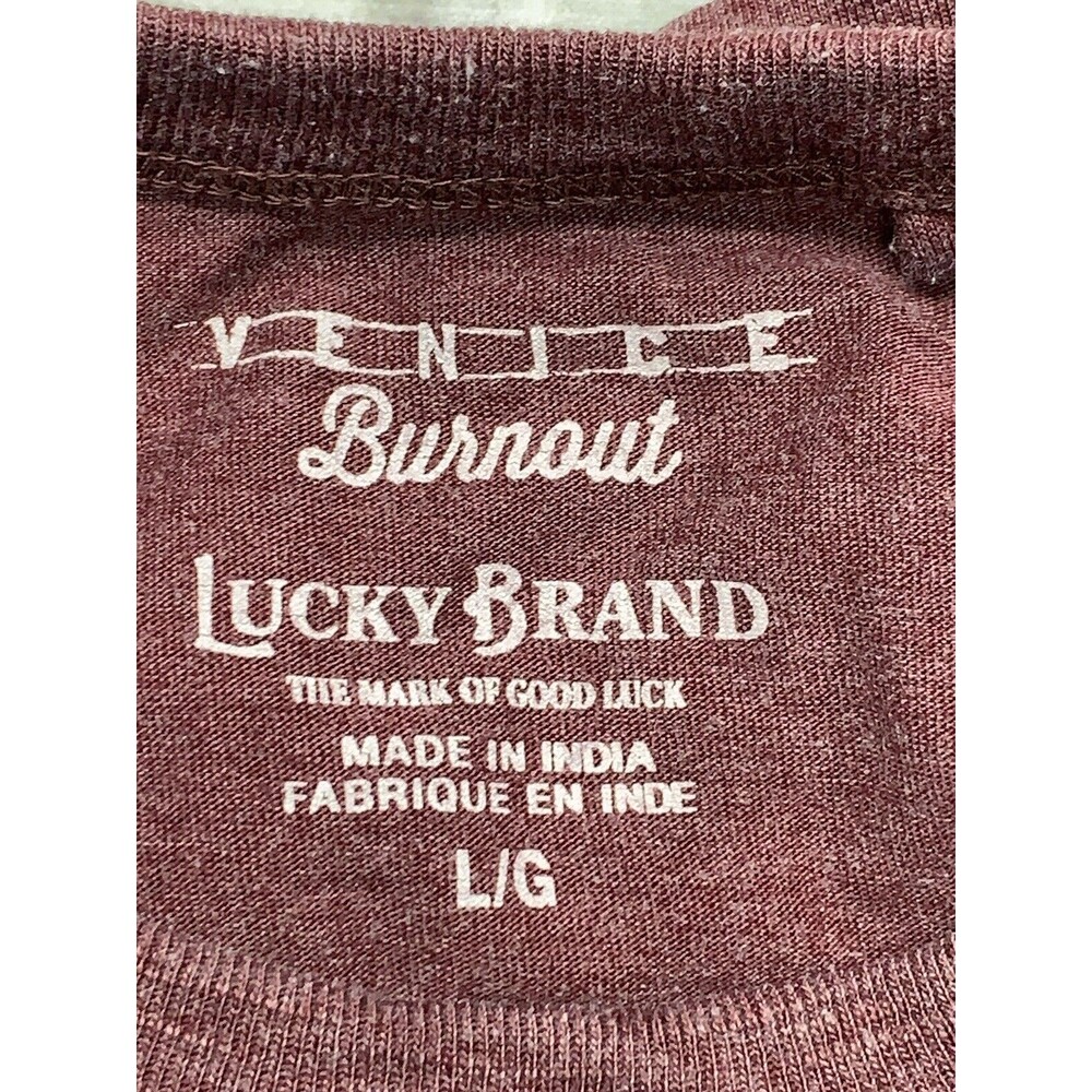 Lucky Brand Venice Burnout T Shirt Mens Large Beer Bear Thermal Stretch Raglan - Picture 3 of 13